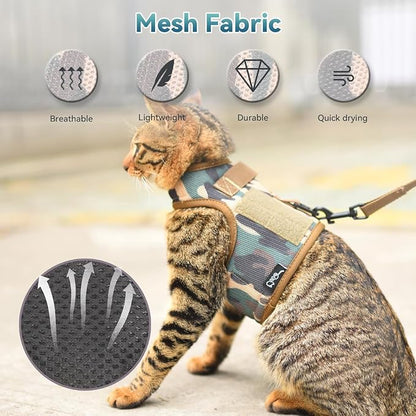 Tactical Cat Harness and Leash for Walking Escape Proof Breathable Mesh Fabric - Image 4