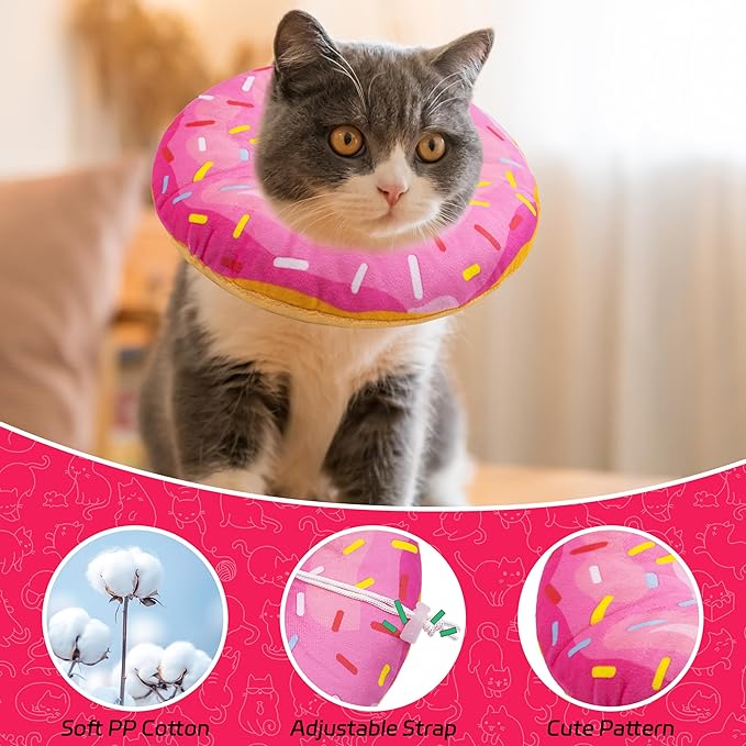 Cat Cone Soft Collar, Adjustable Cat Recovery Collars Kitten Cones to Stop - Image 3