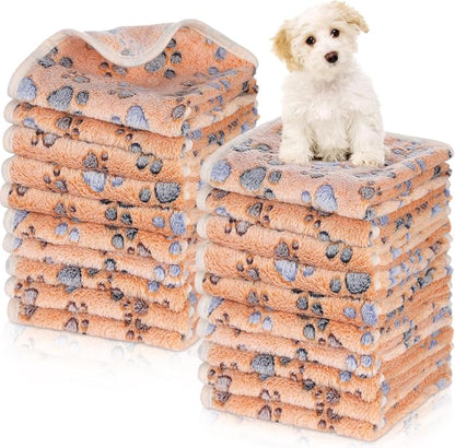 Chumia 40 Pcs Blankets Soft Fluffy Fleece Washable Pet Dog Sleep mat Paw Print by Chumia