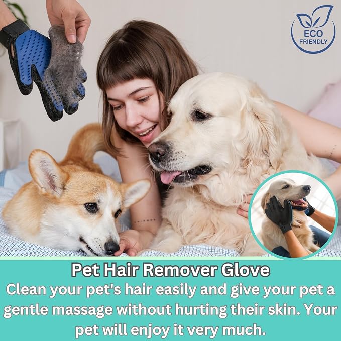 Pet Hair Remover Glove – Blue, Reusable Grooming Glove - Image 6