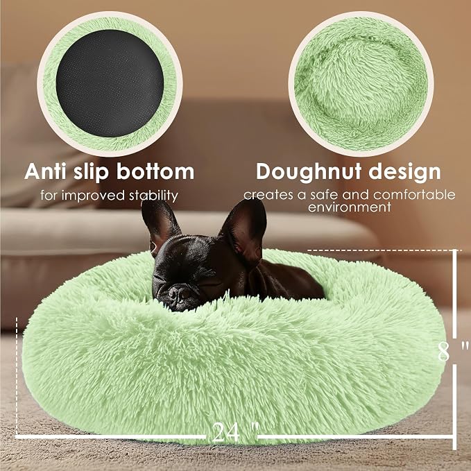 Dogs Bed for Small Dogs, Anti-Anxiety Washable Round Bed - Image 3