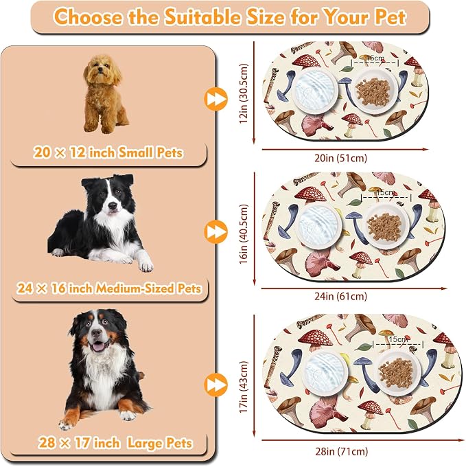 24''x16'' Absorbent Dog Food Mat, No Stains Quick Dry Pet Water Mat Protect - Image 4