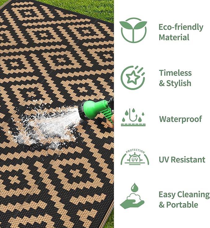 GENIMO Outdoor Rug Waterproof, Lightweight Large RV Camping Mat - Image 5
