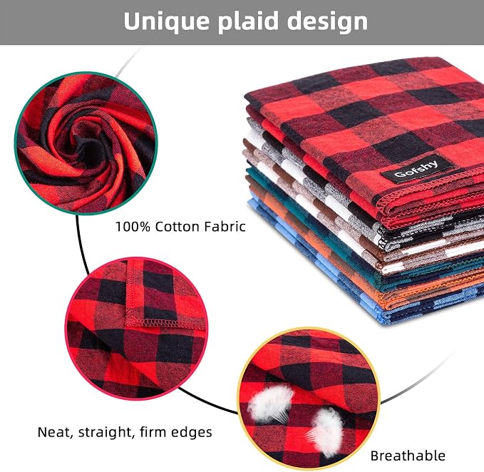 Christmas Dog Bandana Small-Red Black Dog Scarf Buffalo Plaid Printing - Image 4