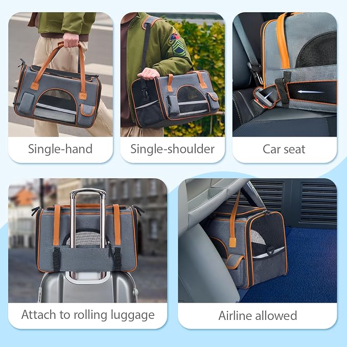 Pesen 20x12x11 Inches Cat Carrier– Fits Pets Up to 28 lbs, Anti-Collapse Design - Image 4