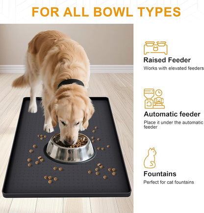 Mofason Pet Food Mat Waterproof Dog Mat 24”x16” Large – 0.5” inch Raised Edge - Image 6