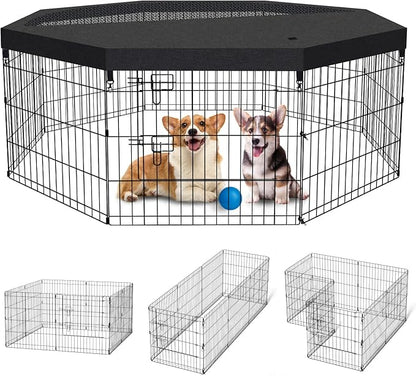 Dog Pen Pet Playpen Dog Fence Indoor Foldable Metal Wire Exercise Puppy Play by Peekaboo