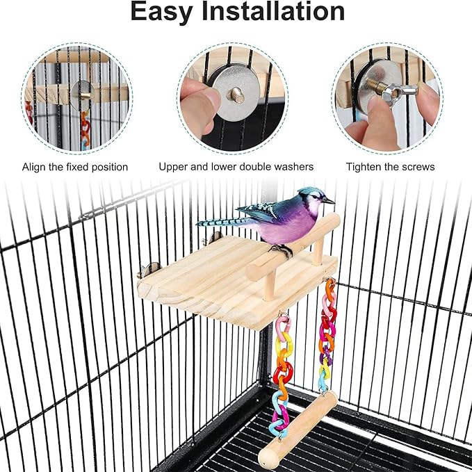 Natural Wood Bird Perch Platform - Image 7