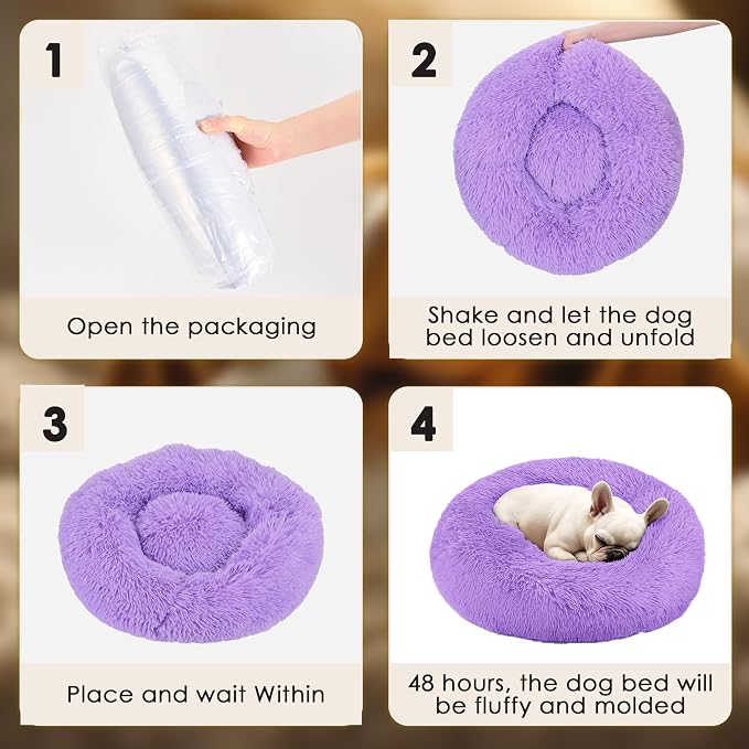 Dogs Bed for Small Dogs, Anti-Anxiety Washable Round Bed - Image 6