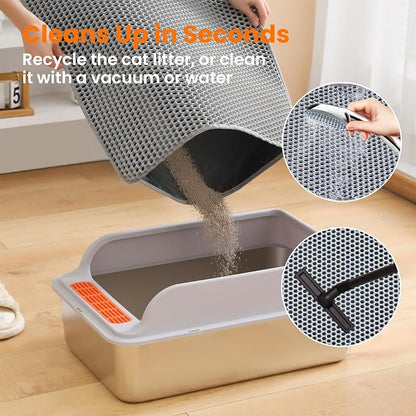 Extra Large Cat Litter Mat, 30x22 Inches Honeycomb Double Layer Cat Litter - Image 6