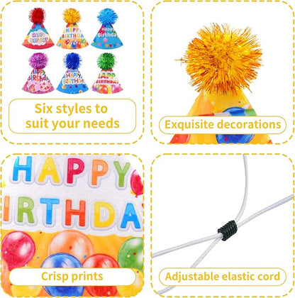 6pcs/Pack Mini Dog Happy Birthday Hats Party Hats - Image 3