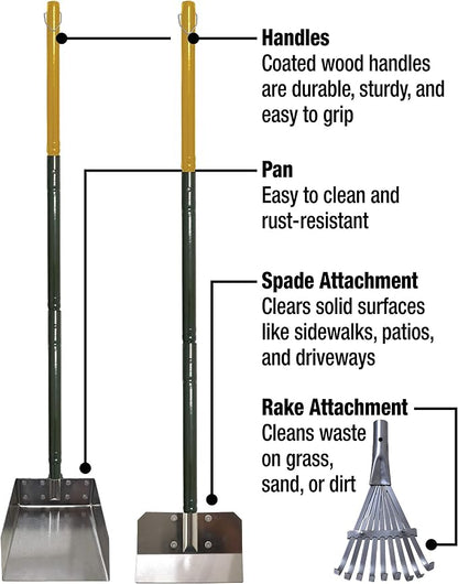 Four Paws Stainless Steel Long-Handled Dog Pooper Scooper Rake, & Pan 3 Piece - Image 3