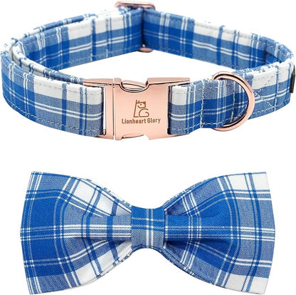 Lionheart glory Dog Collar, Boy Dog Collar Bowtie Blue Adjustable Dog Bowtie by LionheartGlory
