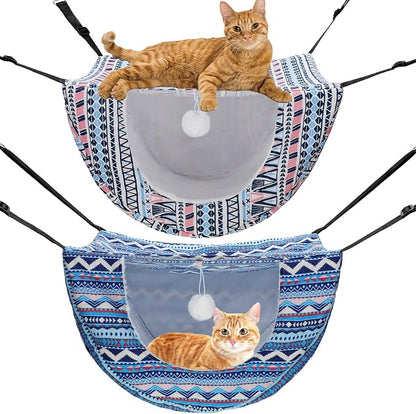 Unittype 2 Pieces Cat Cage Hammock Hanging Pet Bed Double Layer Soft Plush by Unittype