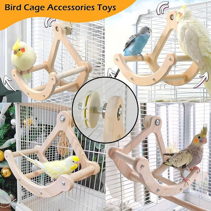 Bird Perch Toy, Interactive Rocking Parakeet Toys and Perches, Wooden Exercise - Image 4