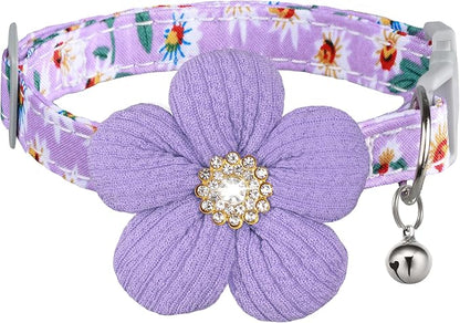 Small Dog Collar with Flower, Puppy Collar by COZIRAE