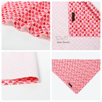 ARING PET Valentine Dog Bandana, Cute Pink Red Pink Pet Bandanas Scarf Triangle - Image 5