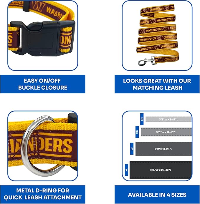 Pets First NFL PET Collar Washington Commanders Dog Collar, Large Football Team - Image 6