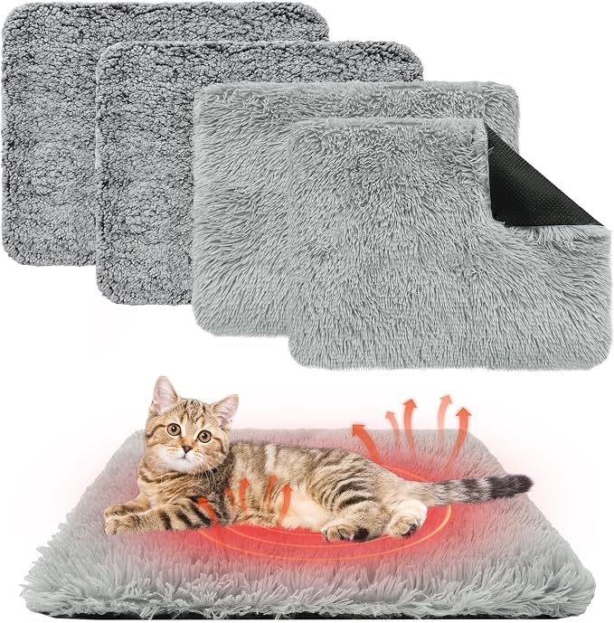 KOOLTAIL Self Warming Cat Bed, 4 Pack 16*20in Plush Extra Warm Self Heating Pet by KOOLTAIL