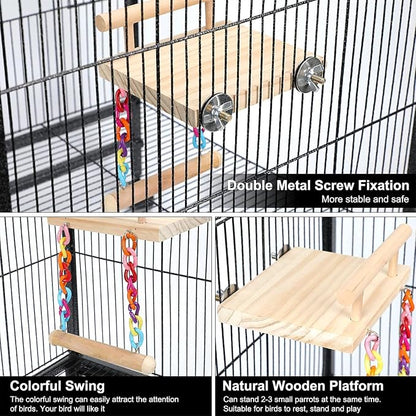 Natural Wood Bird Perch Platform - Image 8