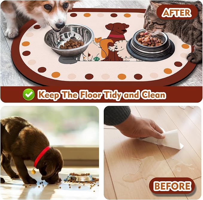 Dog Food Mat 20''x12'', Small Pet Feeding Mat, Non-Slip Rubber Pet Food Mat - Image 5