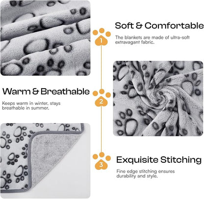 Luciphia 1 Pack 3 Blankets Fluffy Premium Fleece Pet Blanket Flannel Paw - Image 4