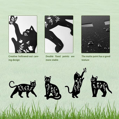 4 Pack Cat Metal Garden Decorative Stakes, Weather Proof Silhouette Statues - Image 5