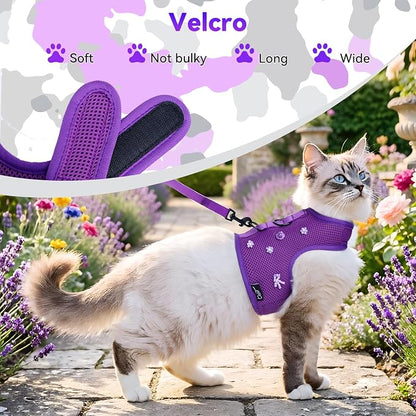 Cat Harness and Leash for Walking Escape Proof Breathable Mesh Fabric, - Image 5