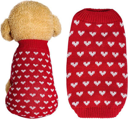 Dxhycc Dog Knitted Heart Sweater Puppy Sweater Warm Soft Pet Holiday Clothes by Dxhycc