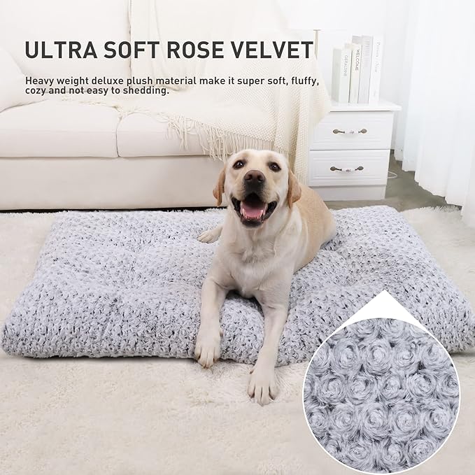 KSIIA Washable Dog Bed Deluxe Plush Dog Crate Beds Comfy Kennel Pad Anti-Slip - Image 3