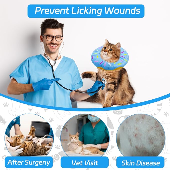 Cat Cone Soft Collar, Adjustable Cat Recovery Collars Kitten Cones to Stop - Image 6
