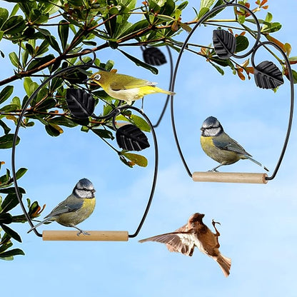 winemana Set of 3 Hummingbird Swings, Rust Resistant Metal Frame, Wooden Dowel - Image 4