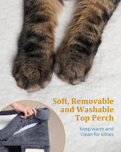 XL Cat Tree Tower for Large Adult Cats 20 lbs+, 25in Perch Bed, Condo Cave for - Image 4