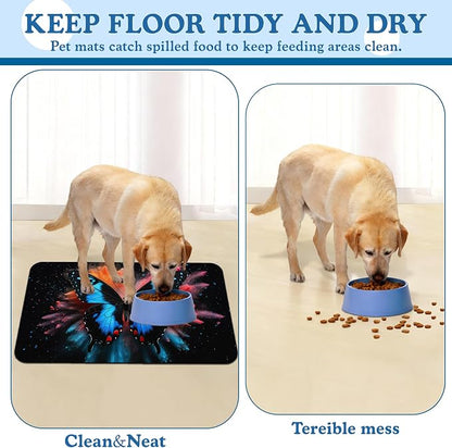 Blue Butterfly on Blooming Pet Feeding Mat–Christmas Stocking Quick Dry - Image 5