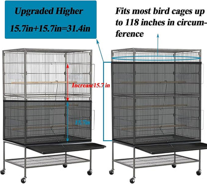 ASOCEA Large Bird Cage Seed Cather, Bird Cage Cover Adjustable Soft Airy Skirt - Image 2
