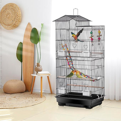 39-Inch Roof Top Bird Cage Large Flight Parrot Cage w/Toys - Image 3