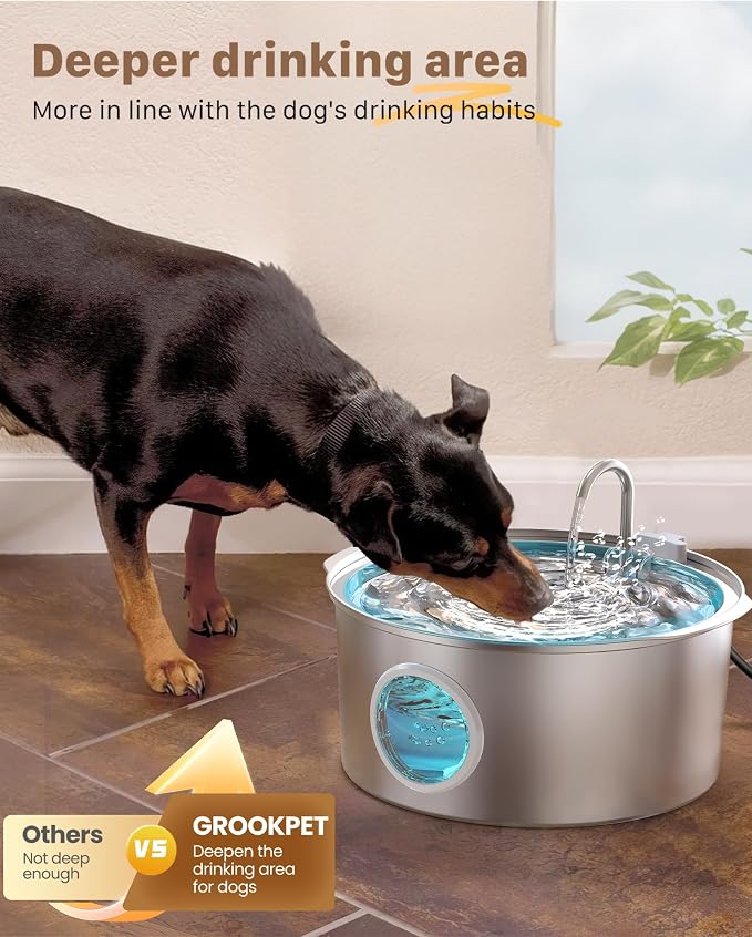 Dog Water Fountain for Large Dogs: Big Cat Water Fountain Stainless Steel - Image 2