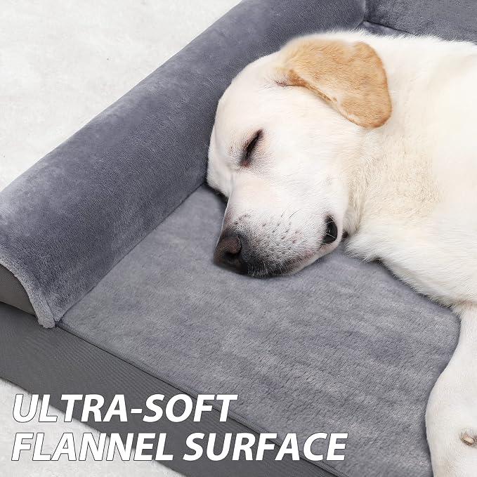 KSIIA Orthopedic Dog Bed Waterproof Flannel Bolster Couch - Image 3