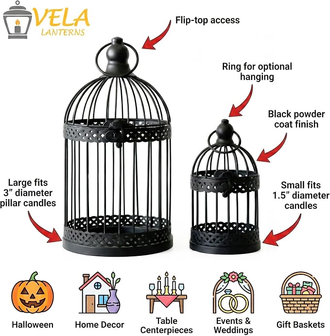 Vela Lanterns Bird Cage Decor Candle Holder Lantern Decorative Table - Image 6