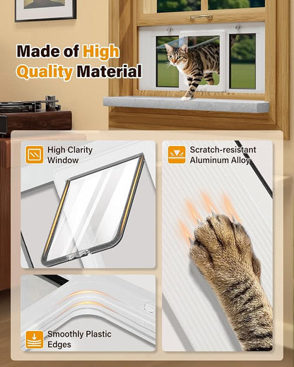 Cat Door for Window Weatherproof: Aluminum Frame Flap Pet Door Fit Window Insert - Image 3