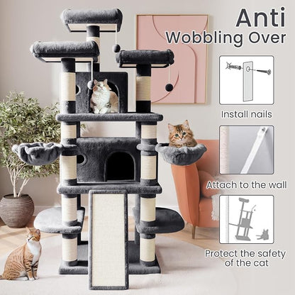 SHA CERLIN 68 Inches Multi-Level Large Cat Tree - Image 7