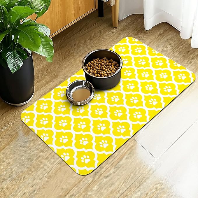 Dog Food Mat 12X20 Inch Pet Feeding Absorbent Mats by Xspatroias