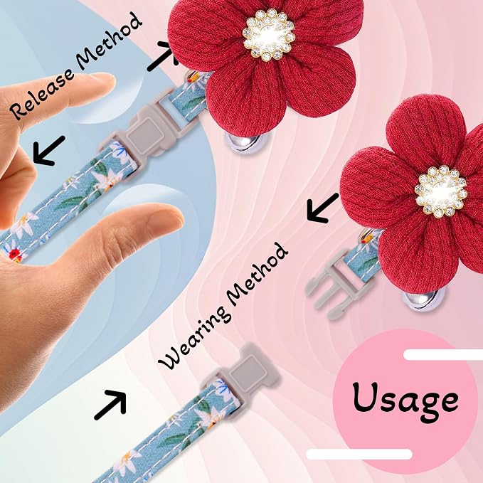 Medium Dog Collar with Flower, Dog Collars - Image 6