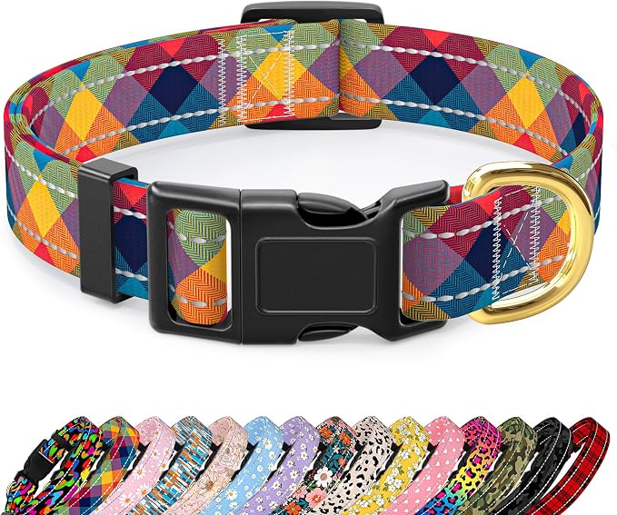 Reflective Dog Collar for Medium Dogs, Cute Boho Adjustable Heavy-Duty Nylon by TMOODEL