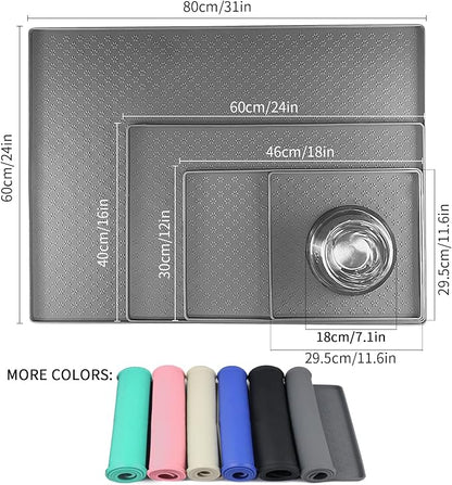 Ptlom Grey Pet Placemat for Dog and Cat, Waterproof Non-Slip Silicone Feeding - Image 2