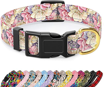 Reflective Dog Collar for Small Dogs, Cute Flower Theme Adjustable Heavy-Duty by TMOODEL
