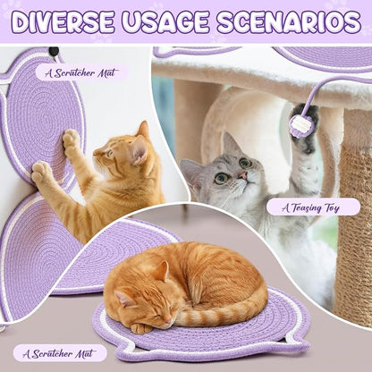 25.6 Inch Large Scratching Mat for Indoor Cats Natural Cotton Rope Flat - Image 6