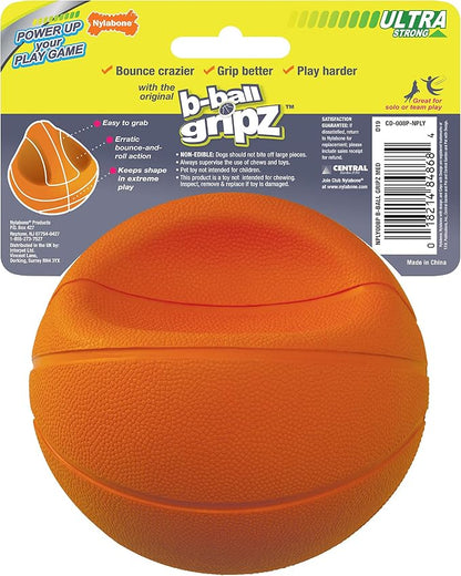 Nylabone Power Play Gripz Felt Basketball Rubber Fetch Toy, Squeaky Ball - Image 6