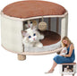 Solid Wood Cats House Stool, 300-lb Capacity. Large Cat Bed Cave by PHIXBEAR