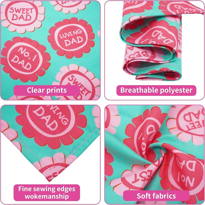 30 Pcs Fathers Day Small Dog Bandanas Bulk 25 Inch Love Dad Dog Bandanas - Image 3